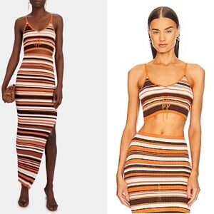 NWT AYA MUSE Alapataco Stripped Orange Cropped Top Sz M